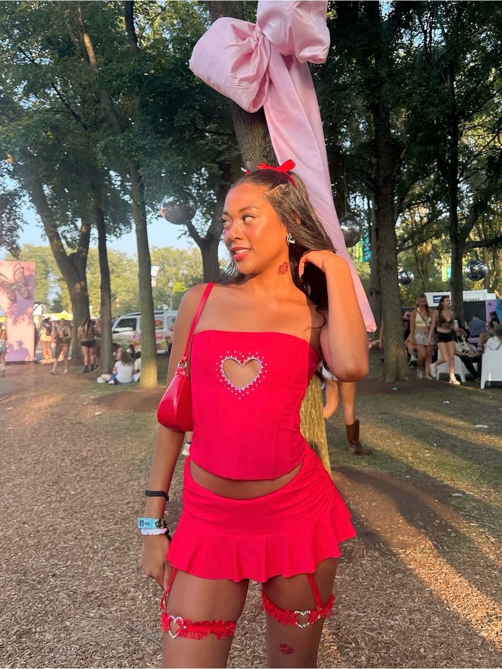 White Fox Boutique Red Heart Cutout Mini Dress Set